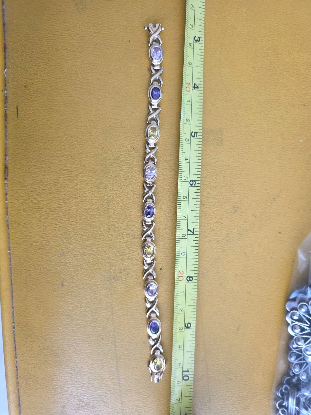 Sterling Silver X Style  Amethyst  & Citrine 7" Braclet
