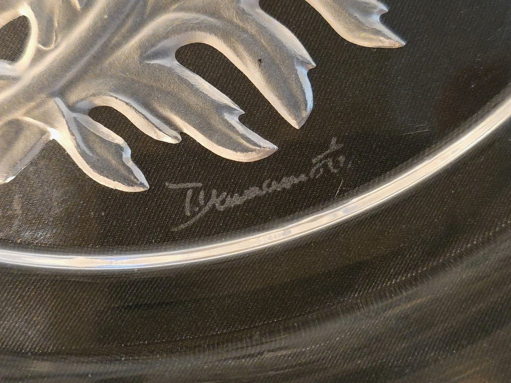 Vinardi Crystal Art Engraving Poppy Plate 080-D Yamamoto