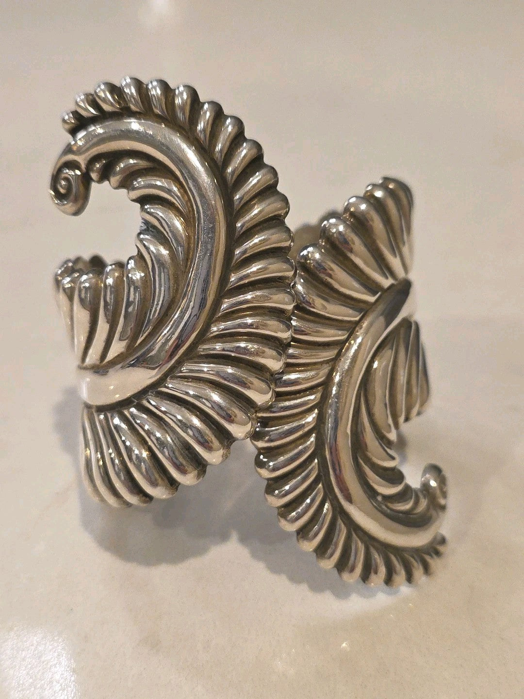 E. D. P.  Los Castillo Sterling Silver Cuff Bracelet 1960 SUPERB ClampMechanism