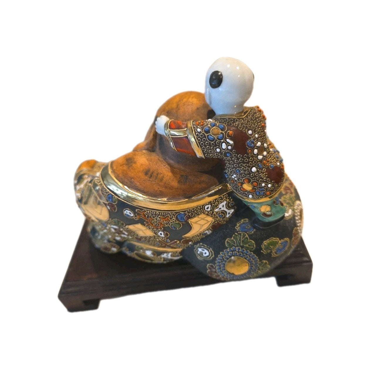 Antique Japanese Laughing Buddha with Child
