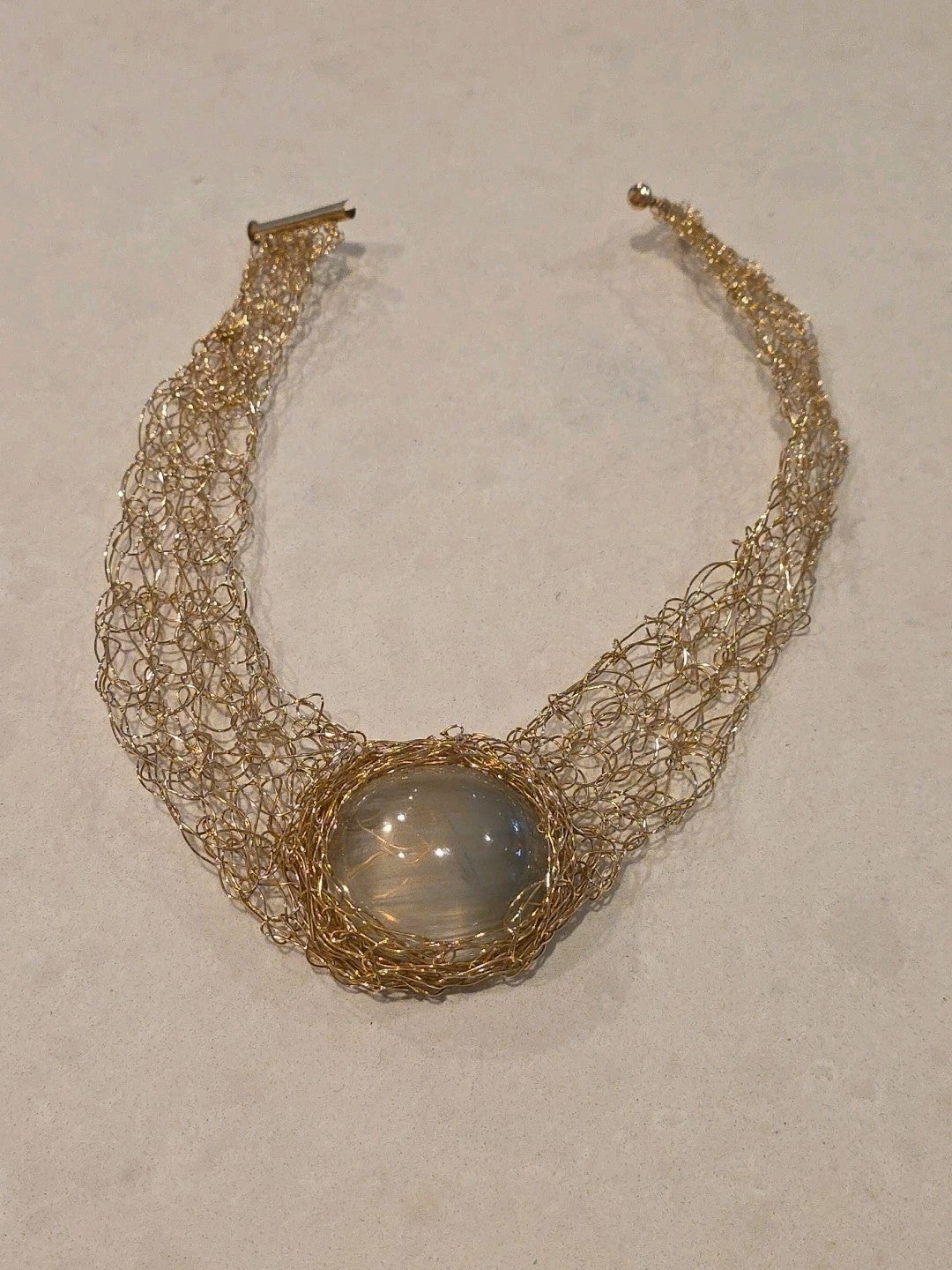 Women's Neckless- Knotless Netting- Handcrafted with Semi-Precious Stones