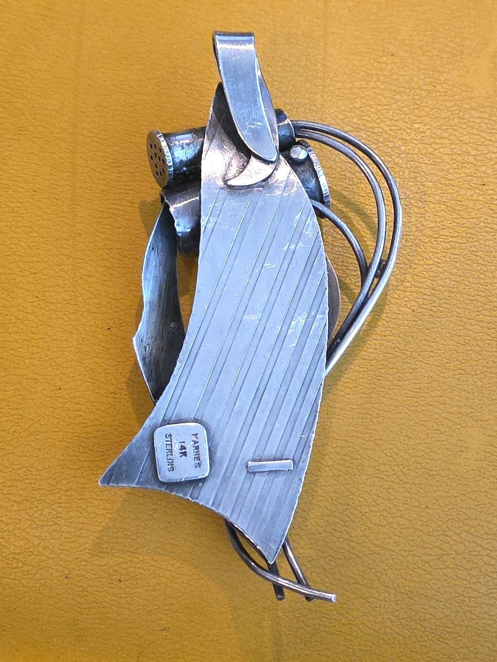 Patricia Karnes Sterling Silver Vintage Brutalist Pendant 4 1/4 in