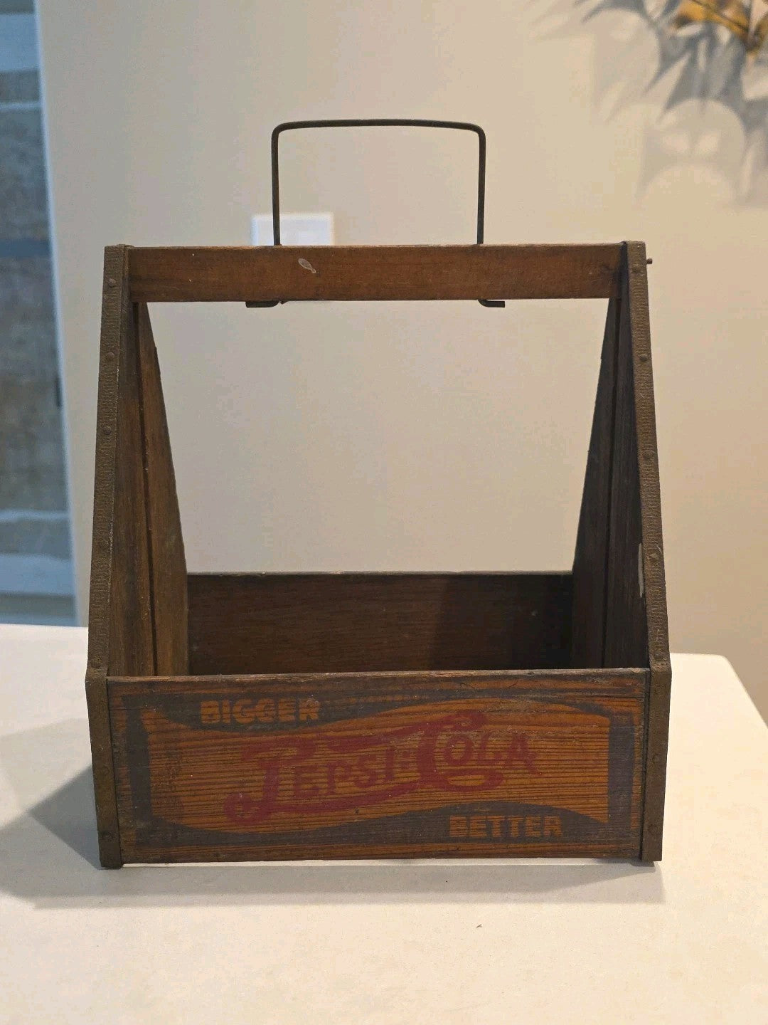 Early Pepsi Cola Wooden Soda Bottle Carrier - Great Graphics!