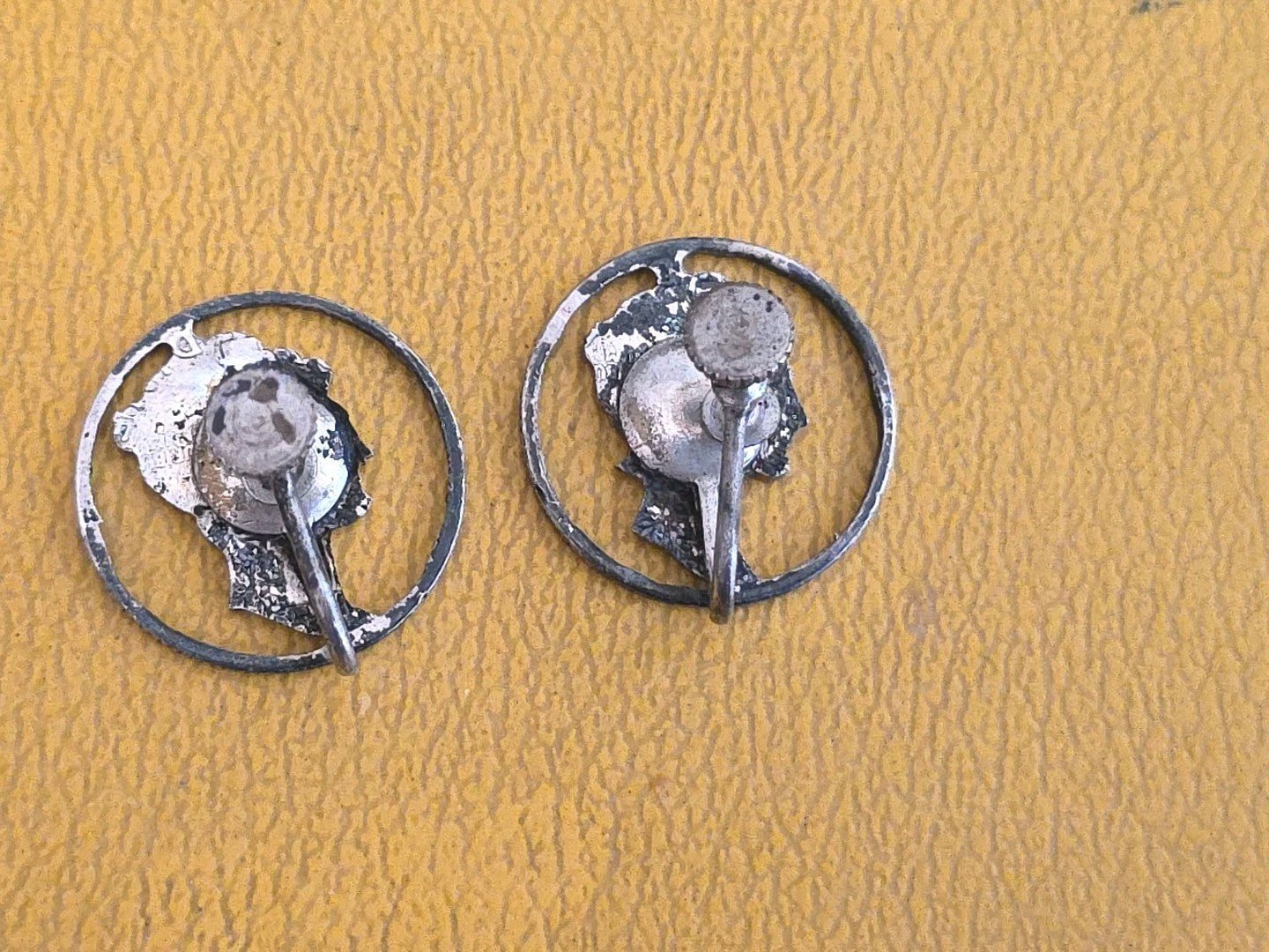 Antique Art Nouveau Cutout Dime Sterling Silver Pin Earrings