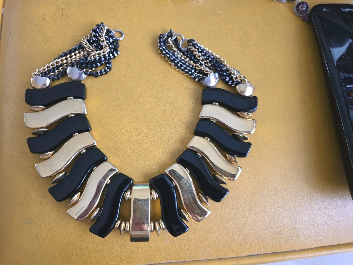 Black And Gold Costume ART DECO CHOKER NECKLACE