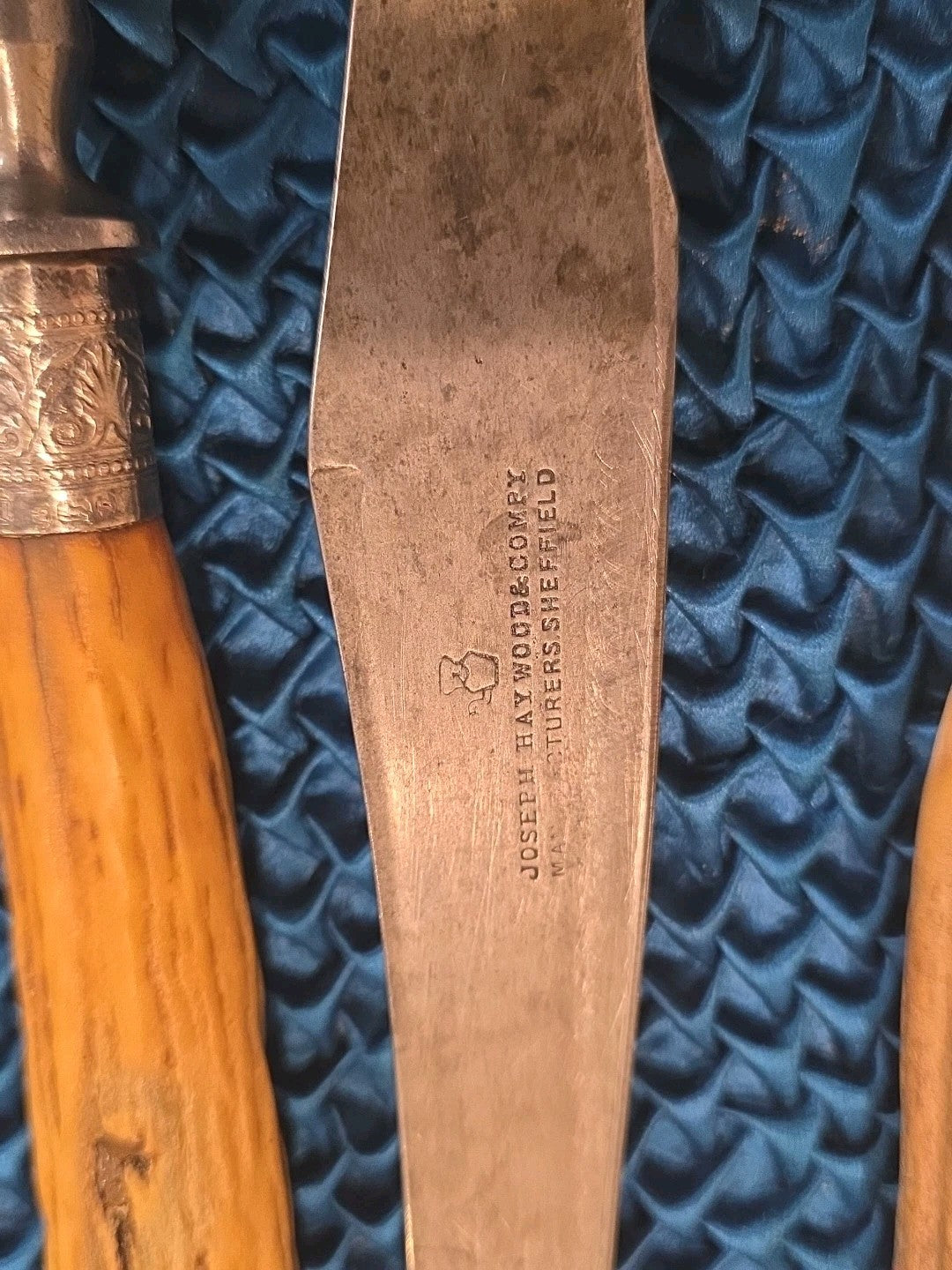 Antique Sterling & Stag Handle 4 Piece Carving Set Joseph Haywood & Co