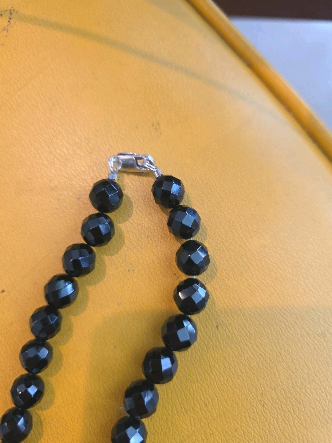 Vintage Art Deco Silver Locket W Silver Clasp 925 Stamped With Black Onyx Beads