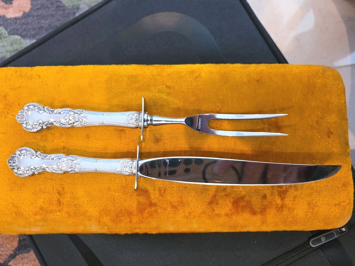 Large Sterling silver Carving Knife & Fork Set With Case