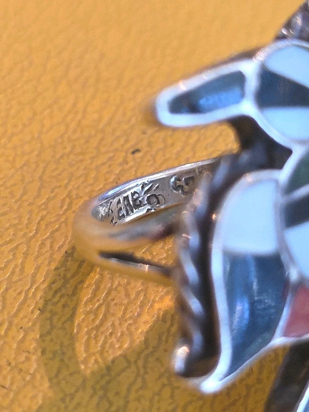Rare Native American Zuni Edward Albert Beyuka Signed EAGLE DANCER Ring
