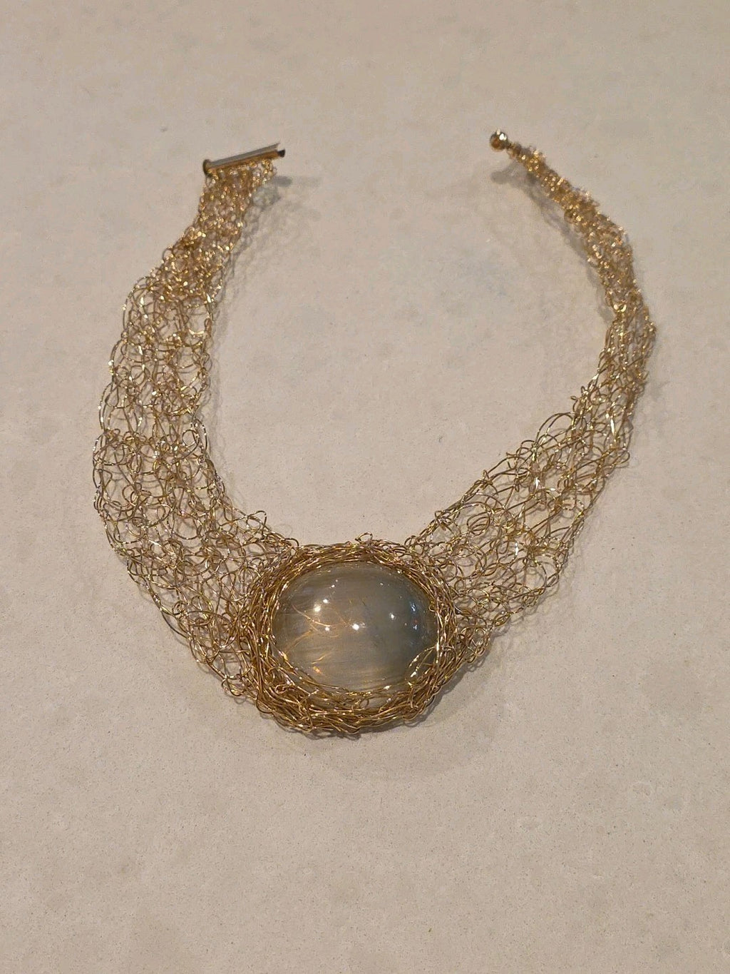 Women's Neckless- Knotless Netting- Handcrafted with Semi-Precious Stones