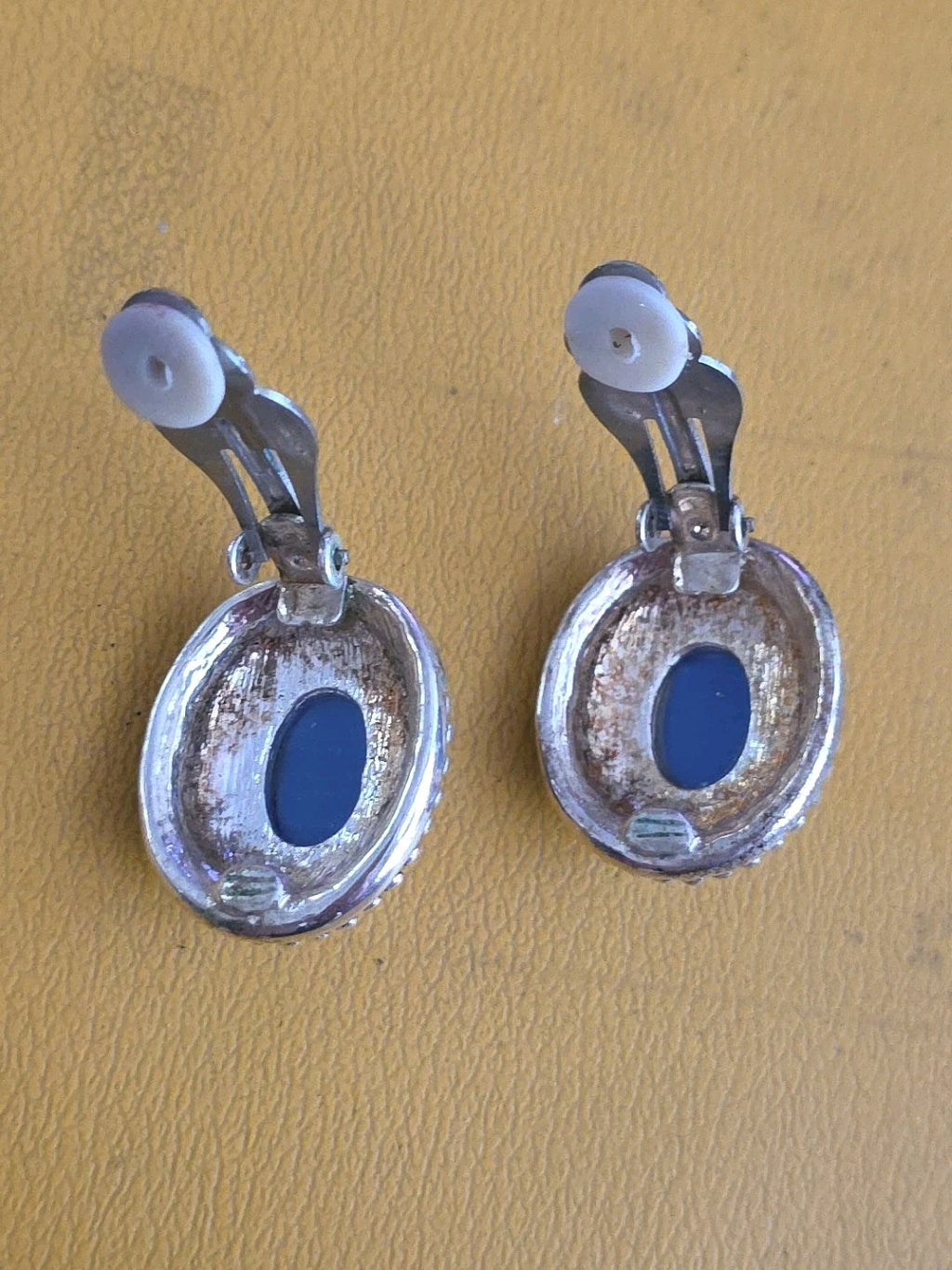 Vintage Blue Cat's Eye Clip On Earrings