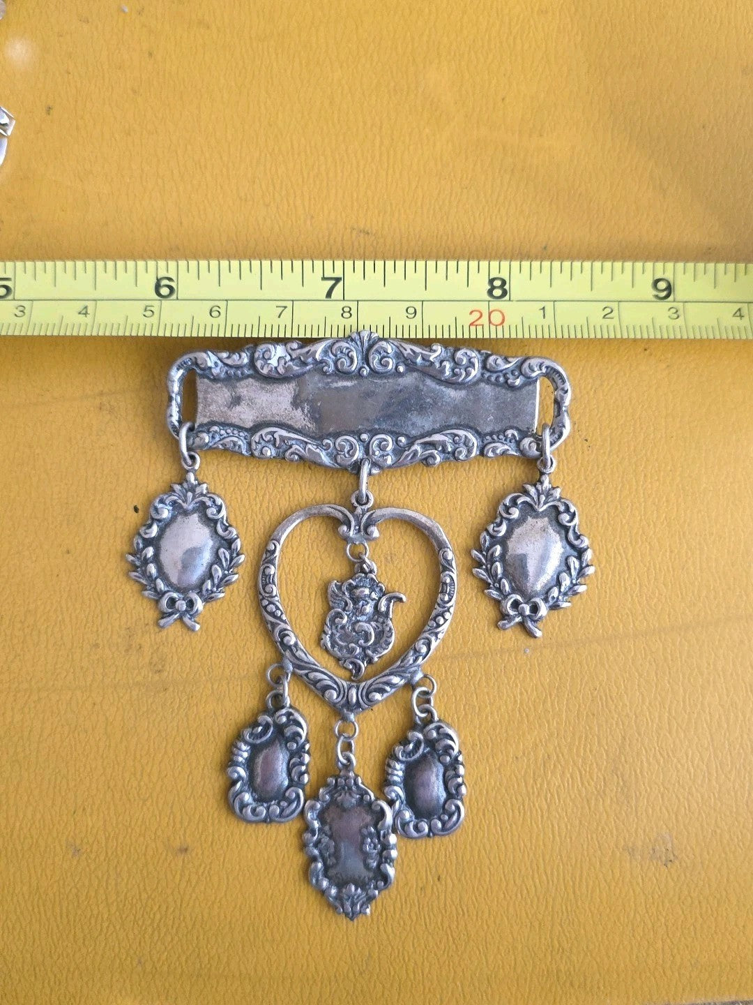 Forée Hunsicker Medalias Sterling Silver Medallion  Brooch Heavy Rare