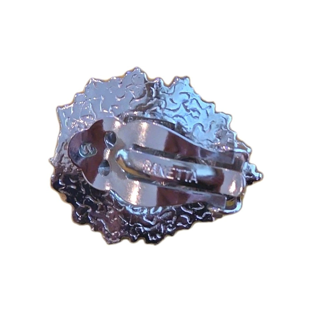 Vintage Panetta Rhodium Plated Pave Clear Rhinestone Clip Earrings