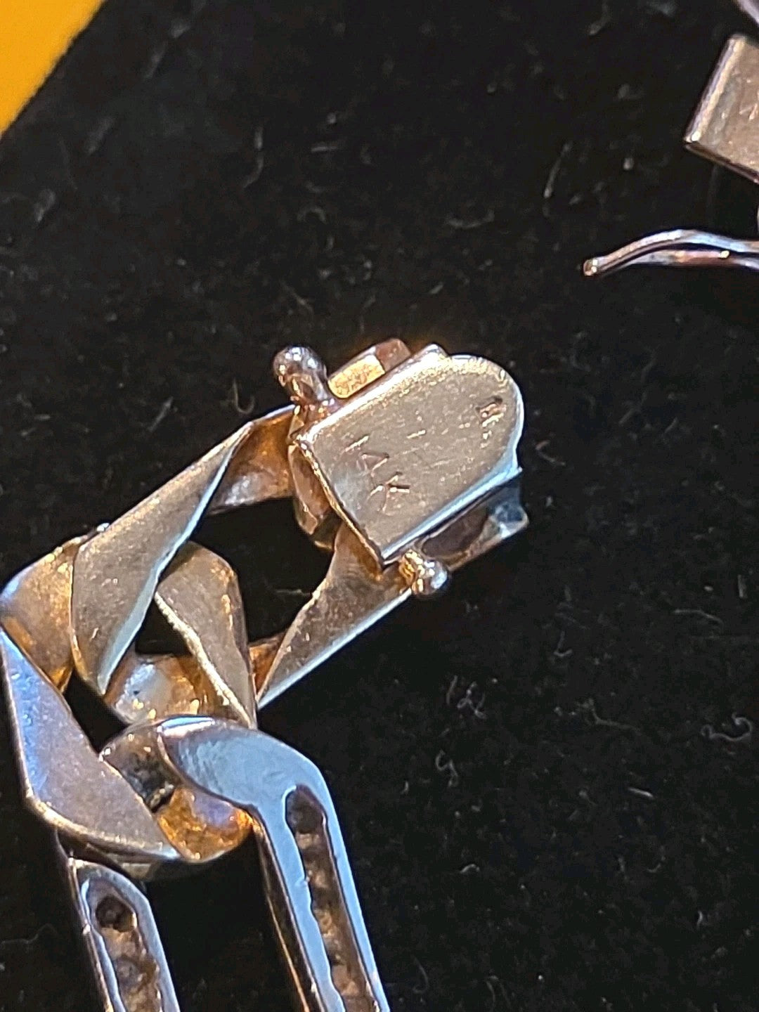 14k Diamond Yellow Gold Figaro Link Bracelet
