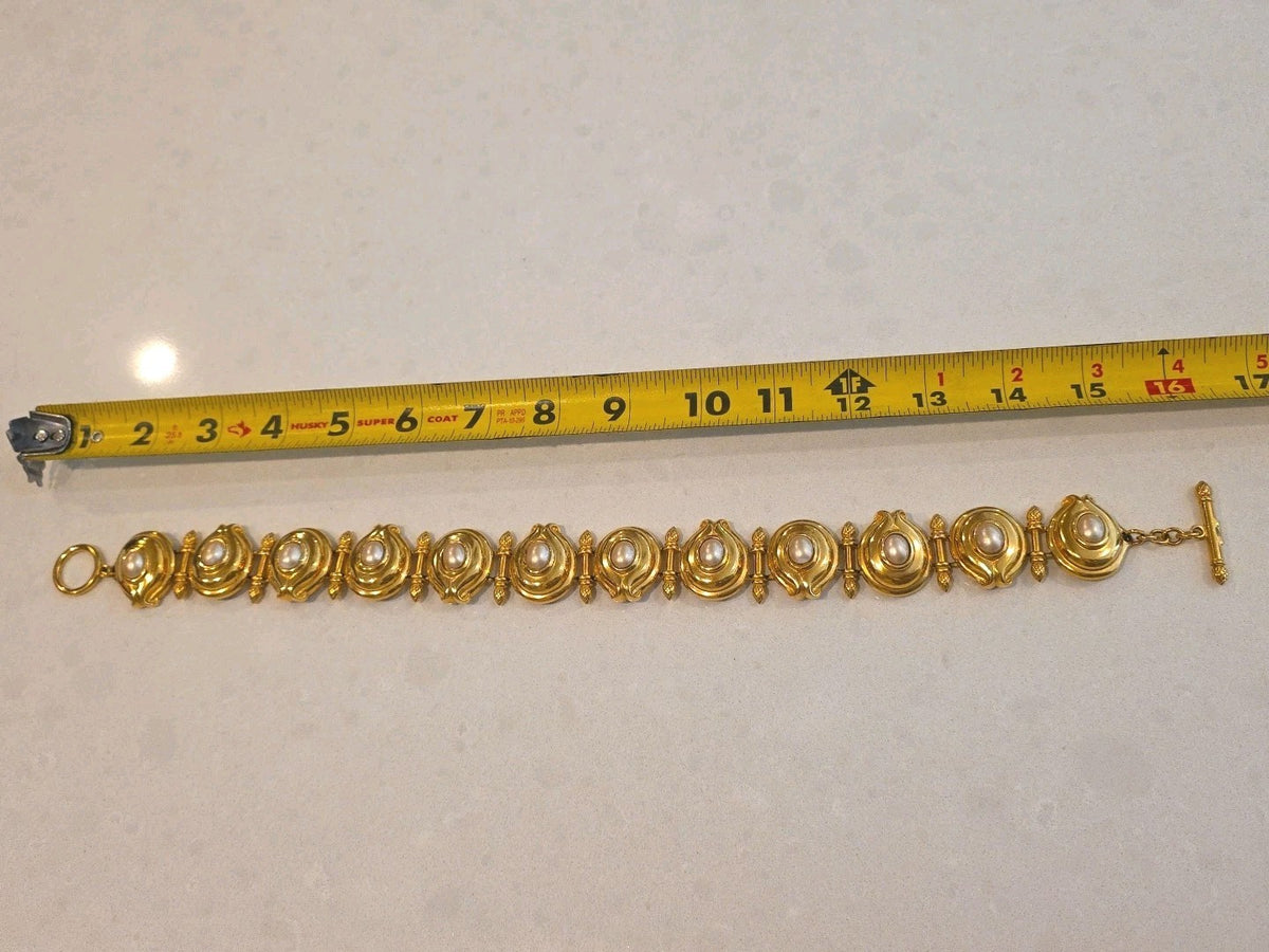 Vintage 1980s Fendi Gold Plated Collar Pearl Necklace