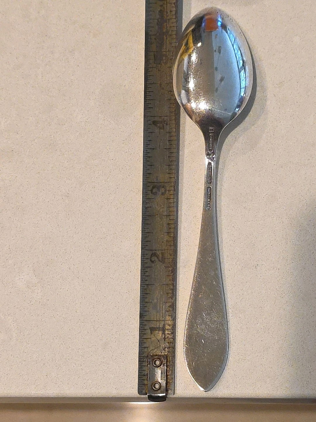 LUNT Mount Vernon Pattern Sterling Silver Spoon With Back Monogram