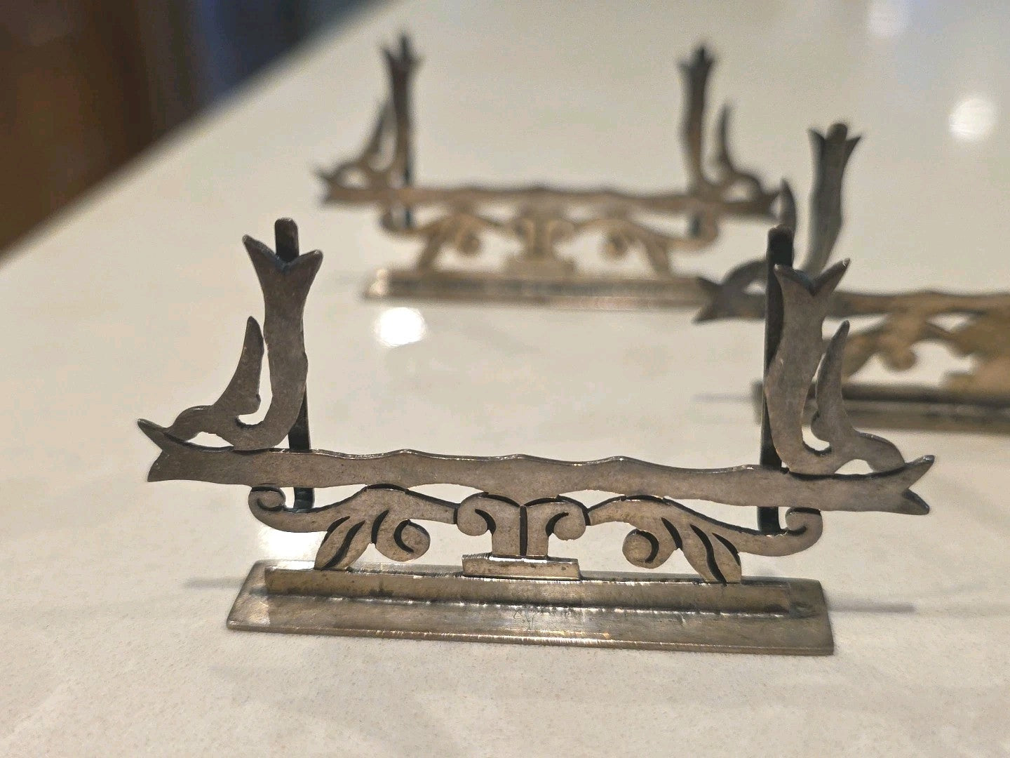 Lot of 6 Taxco Antique Sterling Silver Menu Place Card Holders