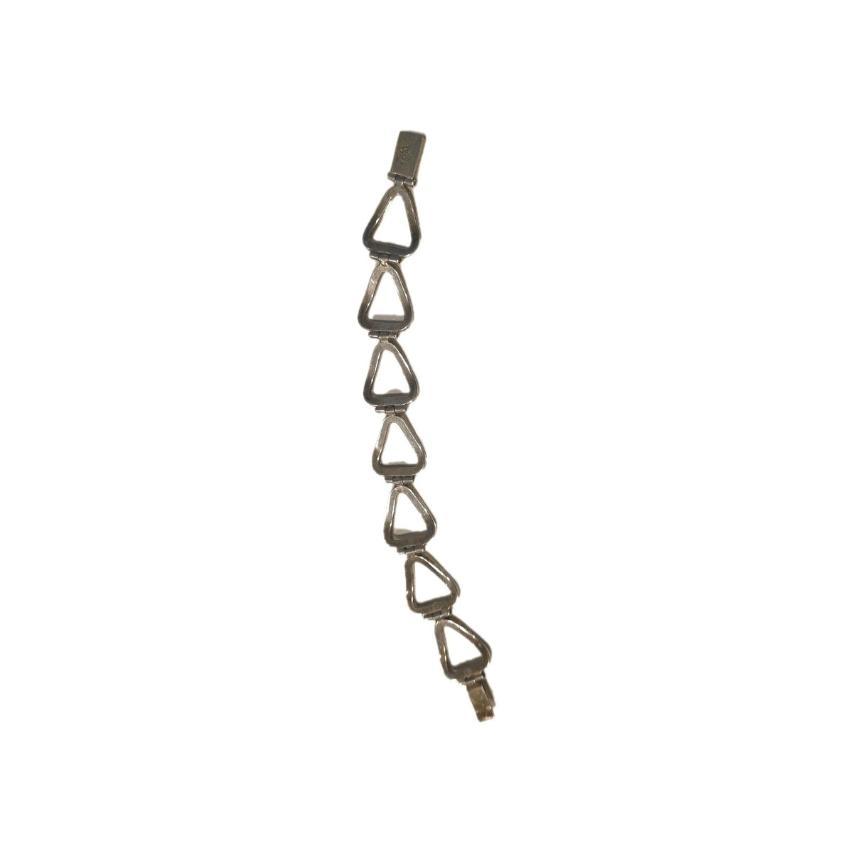 STRIKING TAXCO ESTATE STERLING SILVER OPEN TRIANGLE BRACELET, 7.5" long