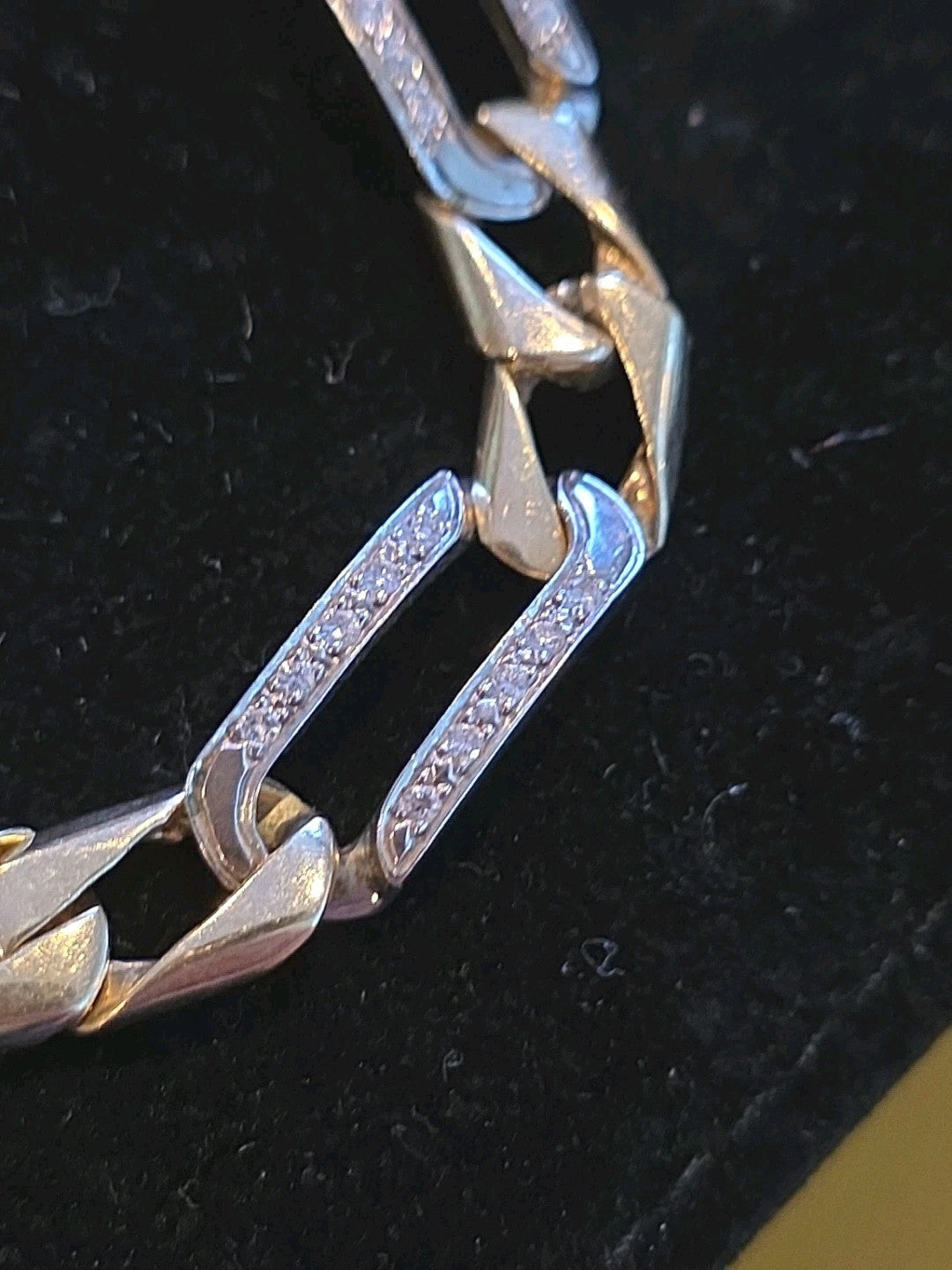 14k Diamond Yellow Gold Figaro Link Bracelet