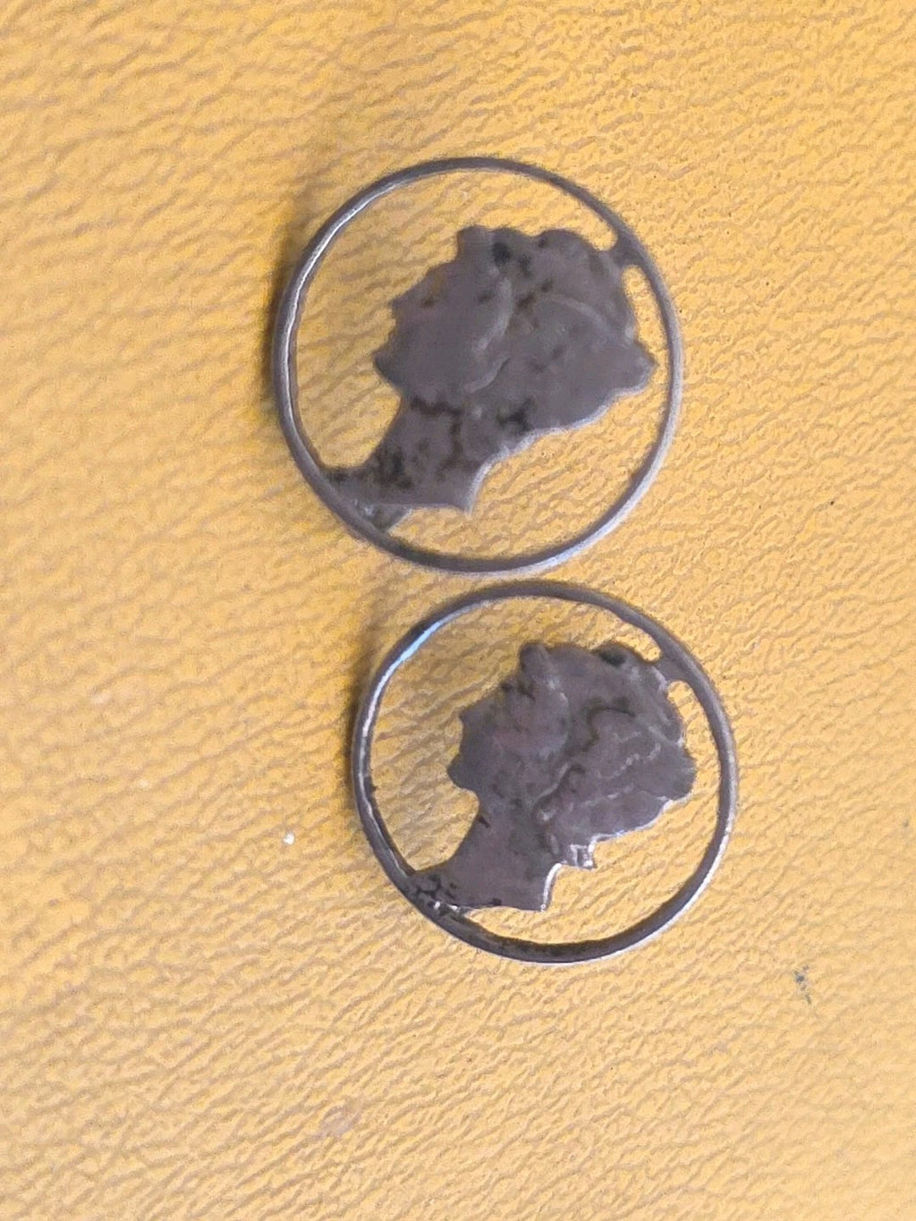 Antique Art Nouveau Cutout Dime Sterling Silver Pin Earrings