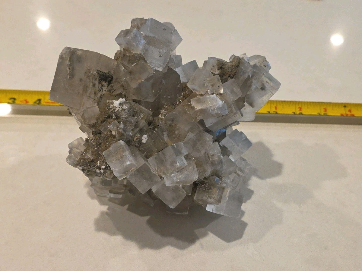 Rare Transparent  Cubic Fluorite Mineral Crystal Sample 7"x 6"x 5 1/2"
