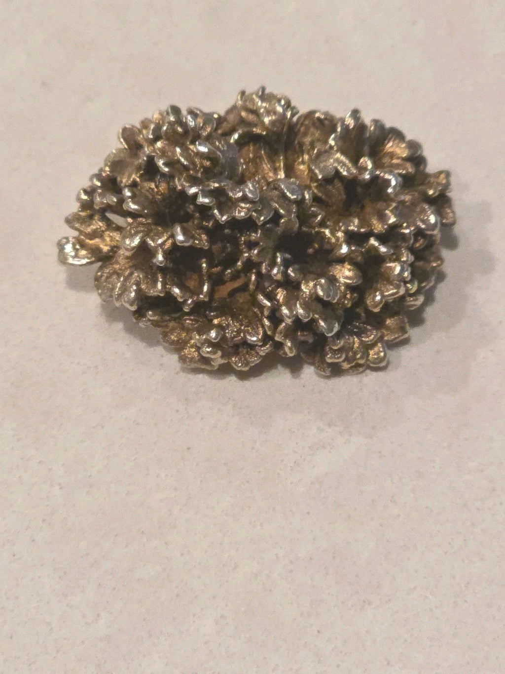 TILIA DENMARK 925 Silver  Vintage Sculpted Floral Design Brooch Pin