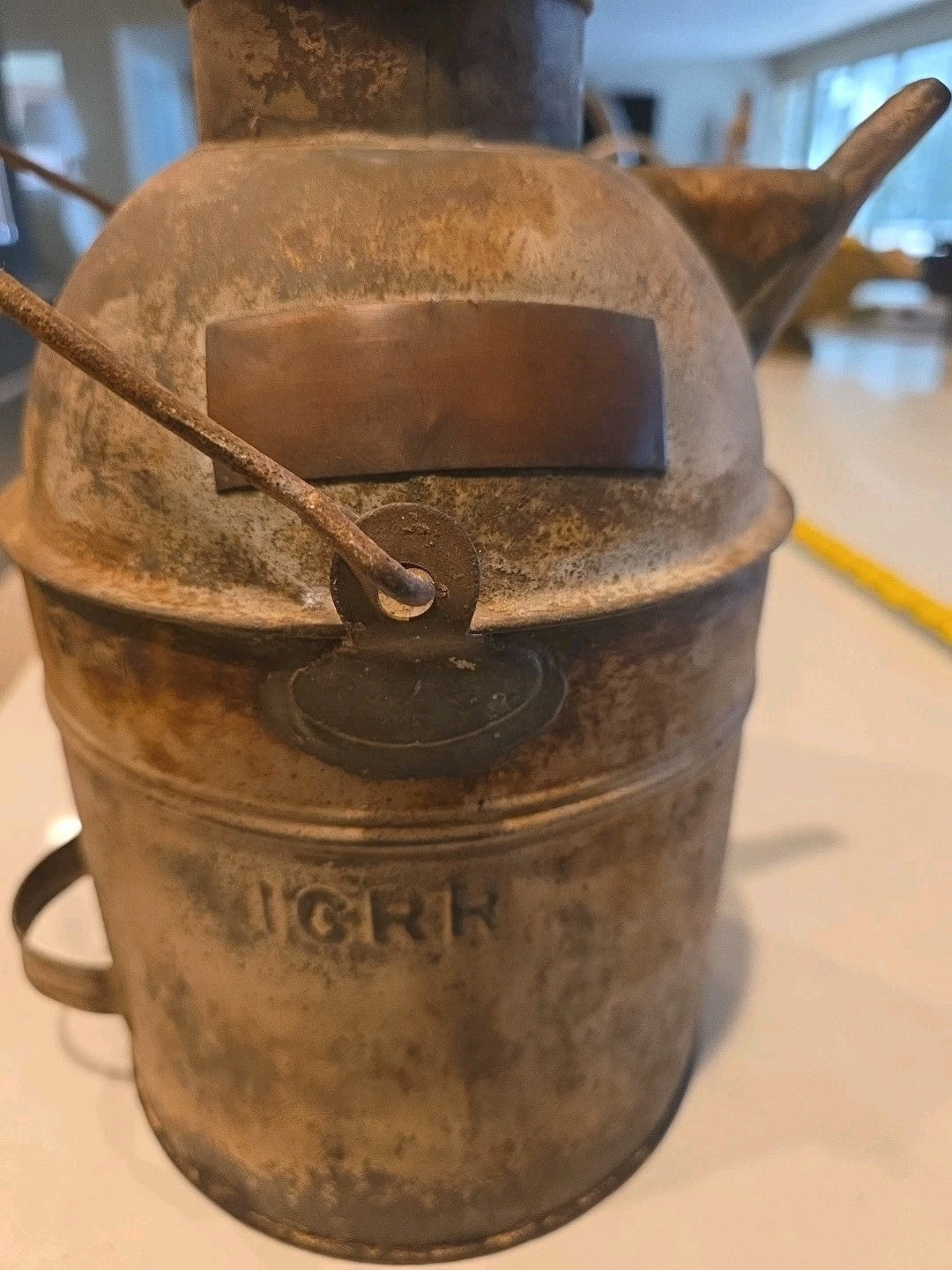 Vintage Illinois Central Railroad ICRR Galvanized Steel Mini Oil Can Train