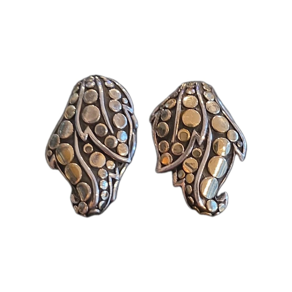 John Hardy Sterling 18K Palu Leaf Dot Leverback Earring