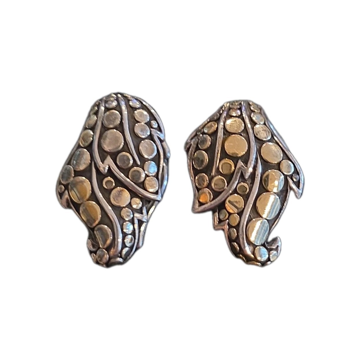 John Hardy Sterling 18K Palu Leaf Dot Leverback Earring
