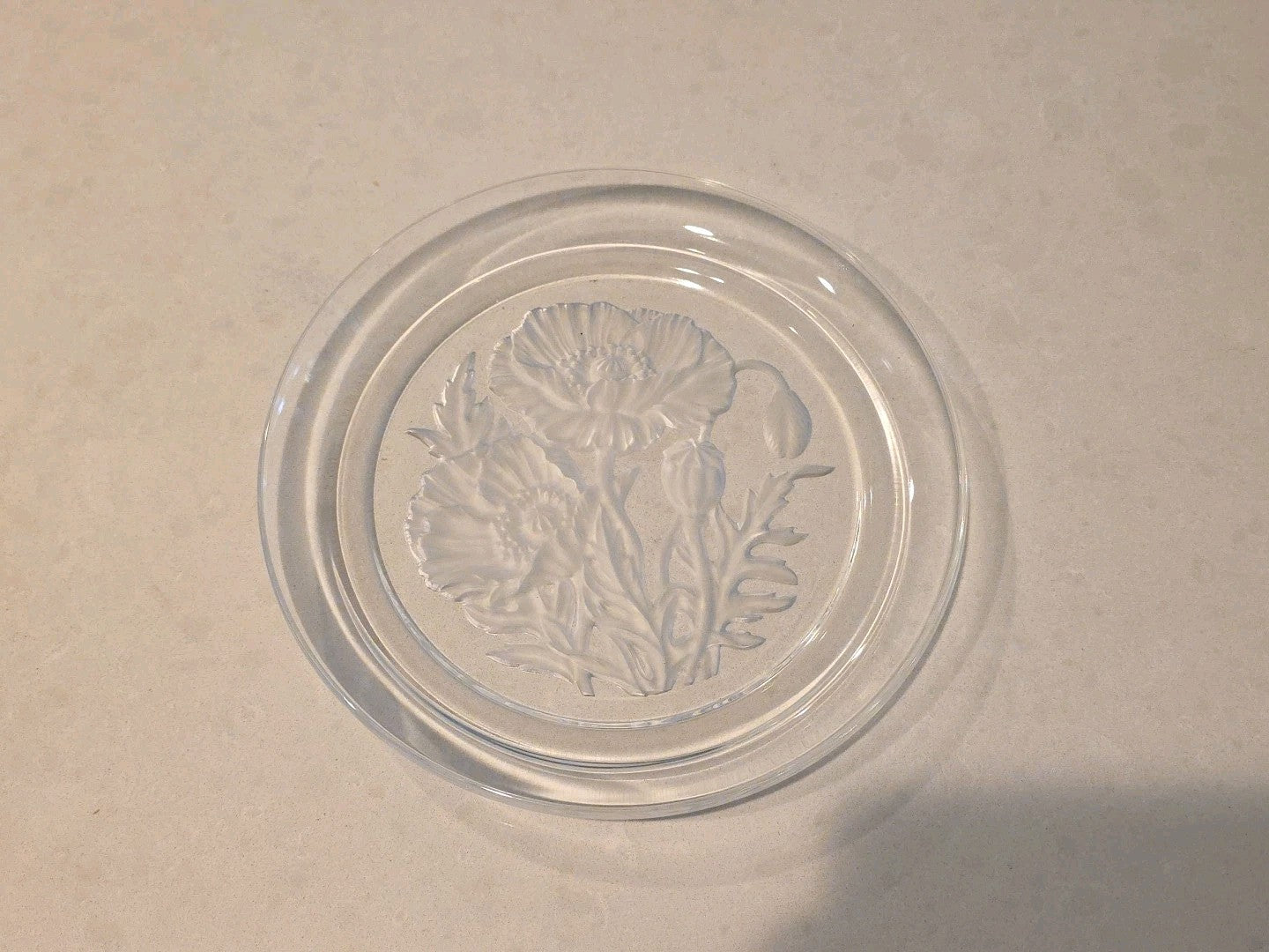 Vinardi Crystal Art Engraving Poppy Plate 080-D Yamamoto