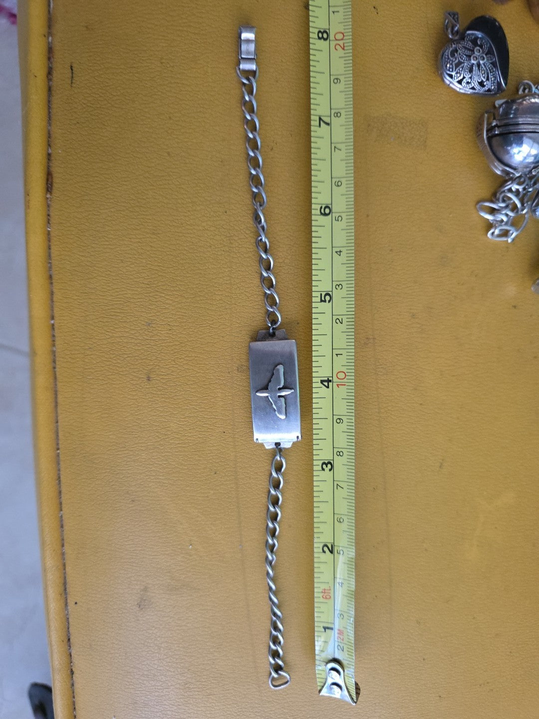 Vintage Sterling Silver 925 United States Air Force Logo Emblem ID Bracelet 8"