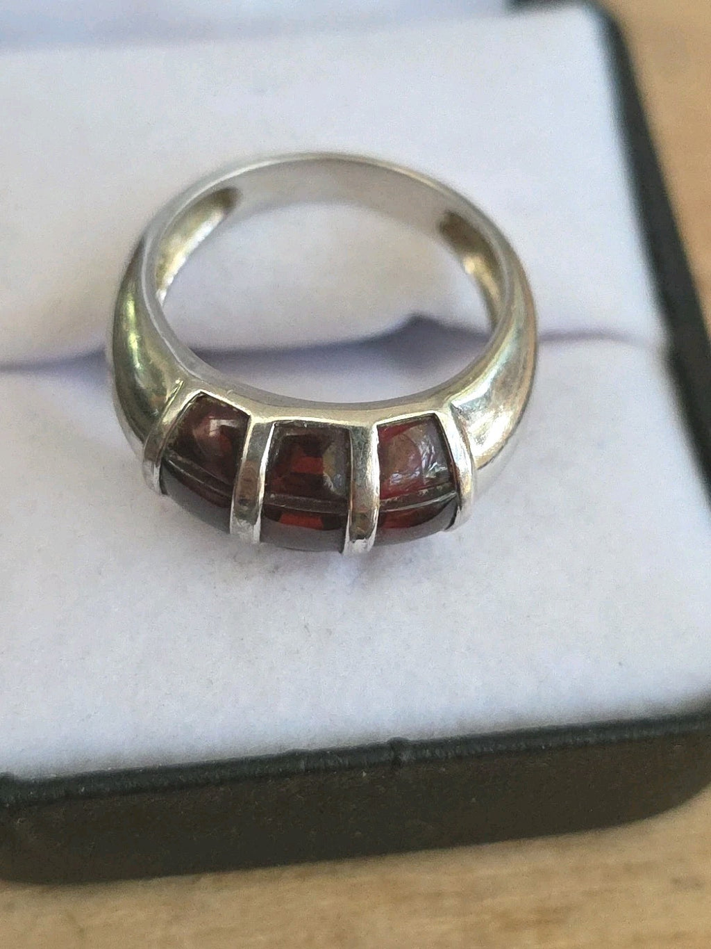 Sterling Silver Wine Colored Stones Domed Statement Ring Sz 8