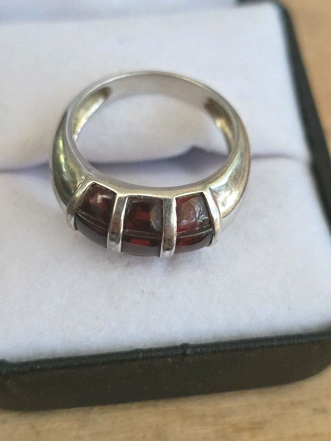 Sterling Silver Wine Colored Stones Domed Statement Ring Sz 8