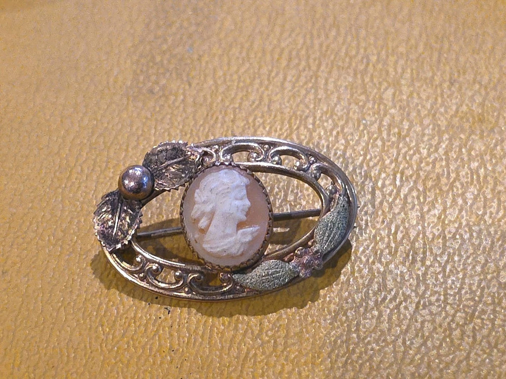 Vintage Art Deco Carved Shell CAMEO Bar Pin Brooch