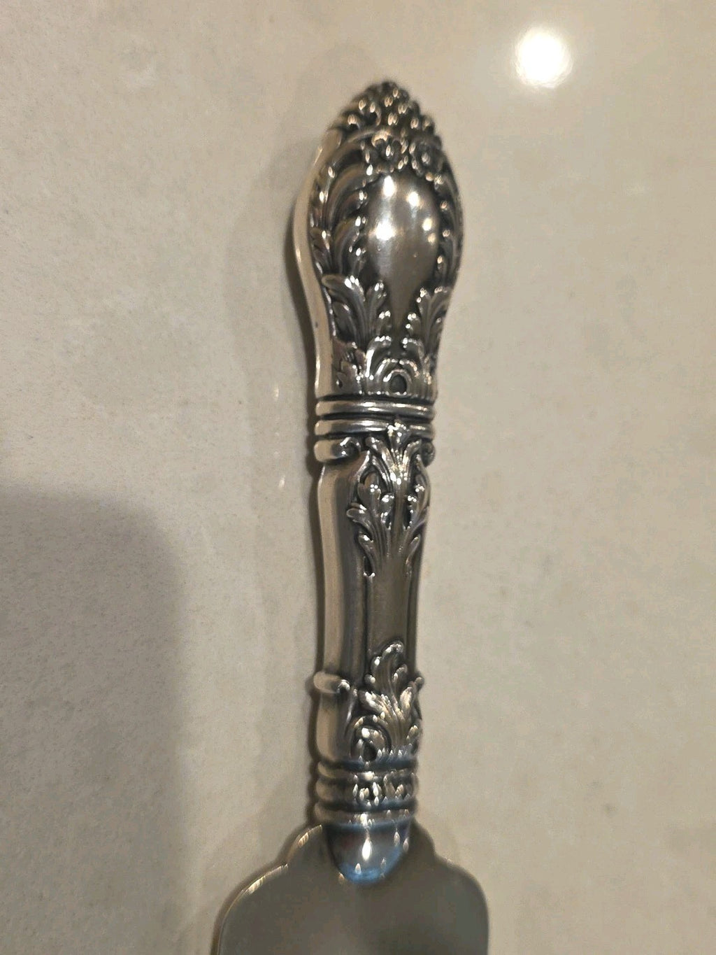 1900s Serving Knife Solid Sterling Silver Rococo Large 10 3/4" Rare