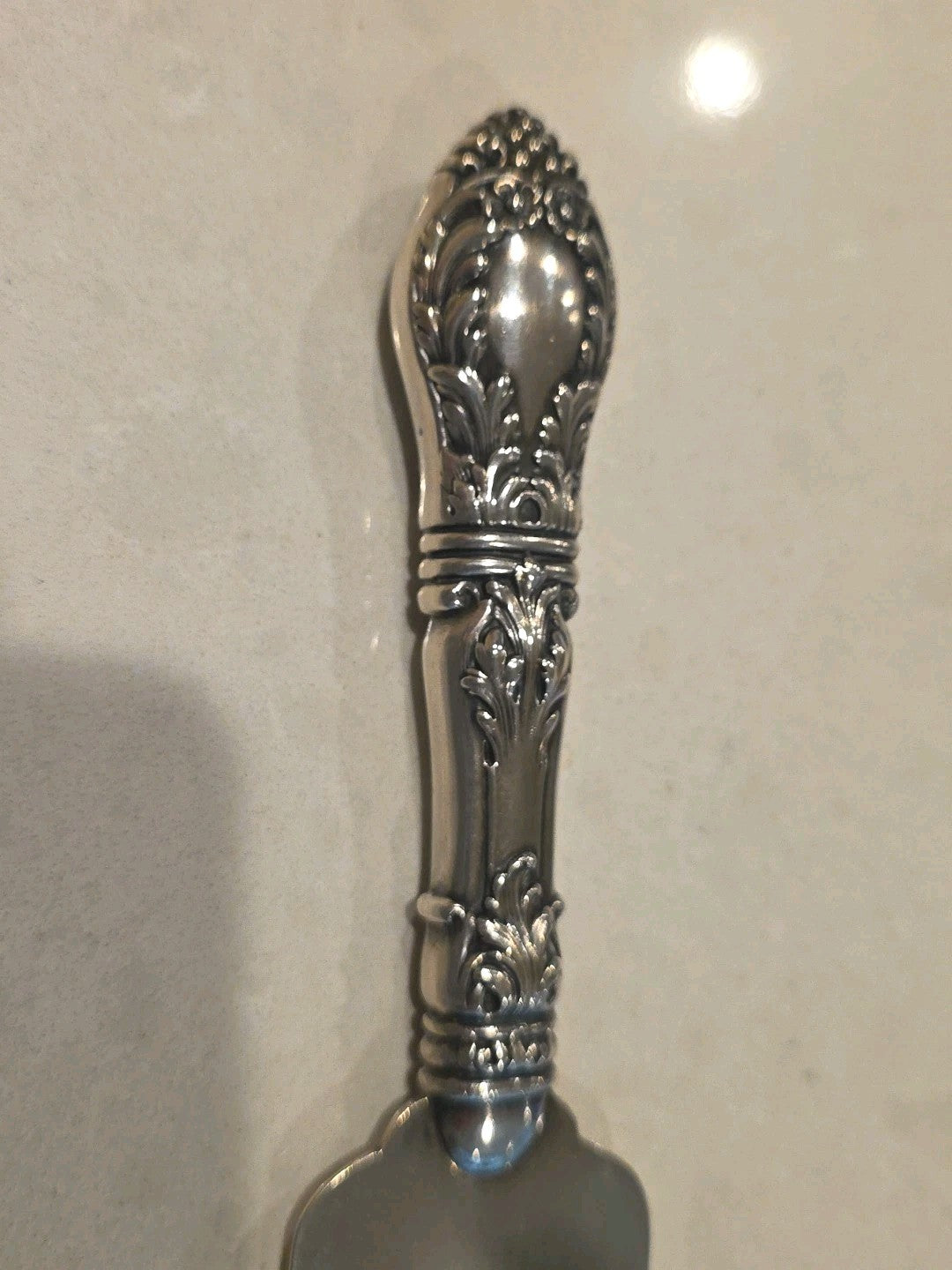1900s Serving Knife Solid Sterling Silver Rococo Large 10 3/4" Rare