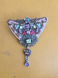 VTG SIGNED AYALA BAR  GOLD TONE MOSAIC ENCRUSTED STONES PIN-BROOCH