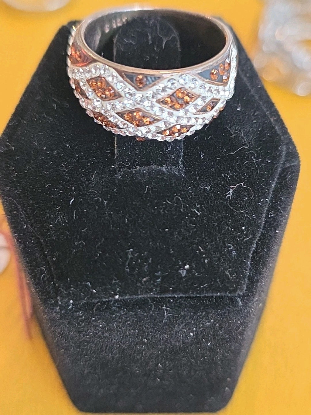 Sparkly Signed S925 Sterling Silver Citrine Ring Sz 7