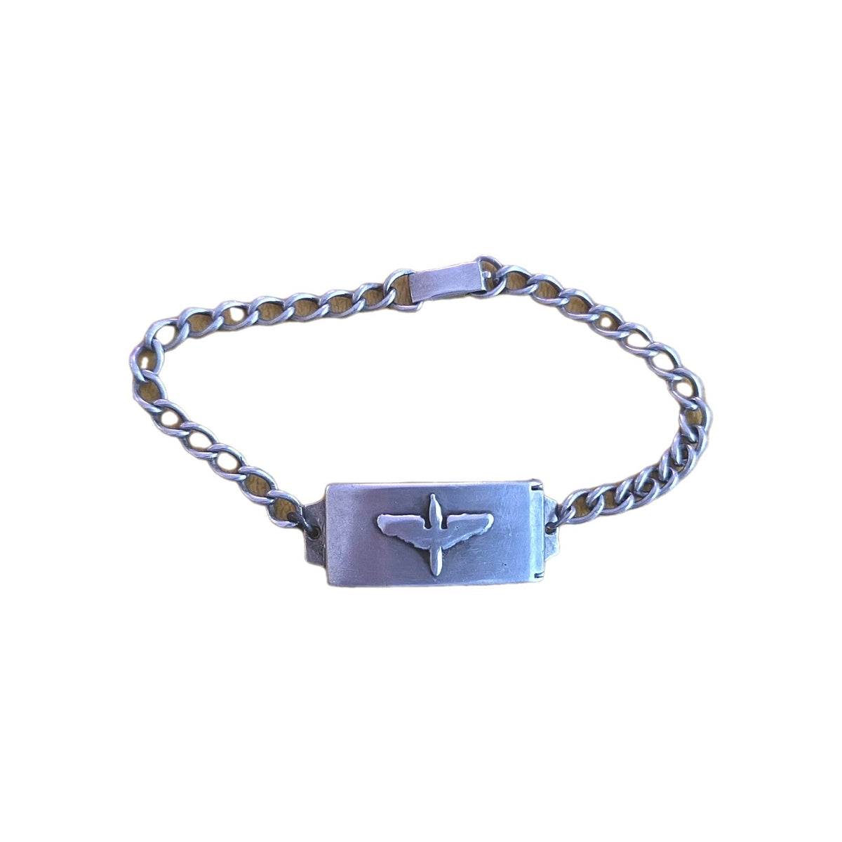 Vintage Sterling Silver 925 United States Air Force Logo Emblem ID Bracelet 8"