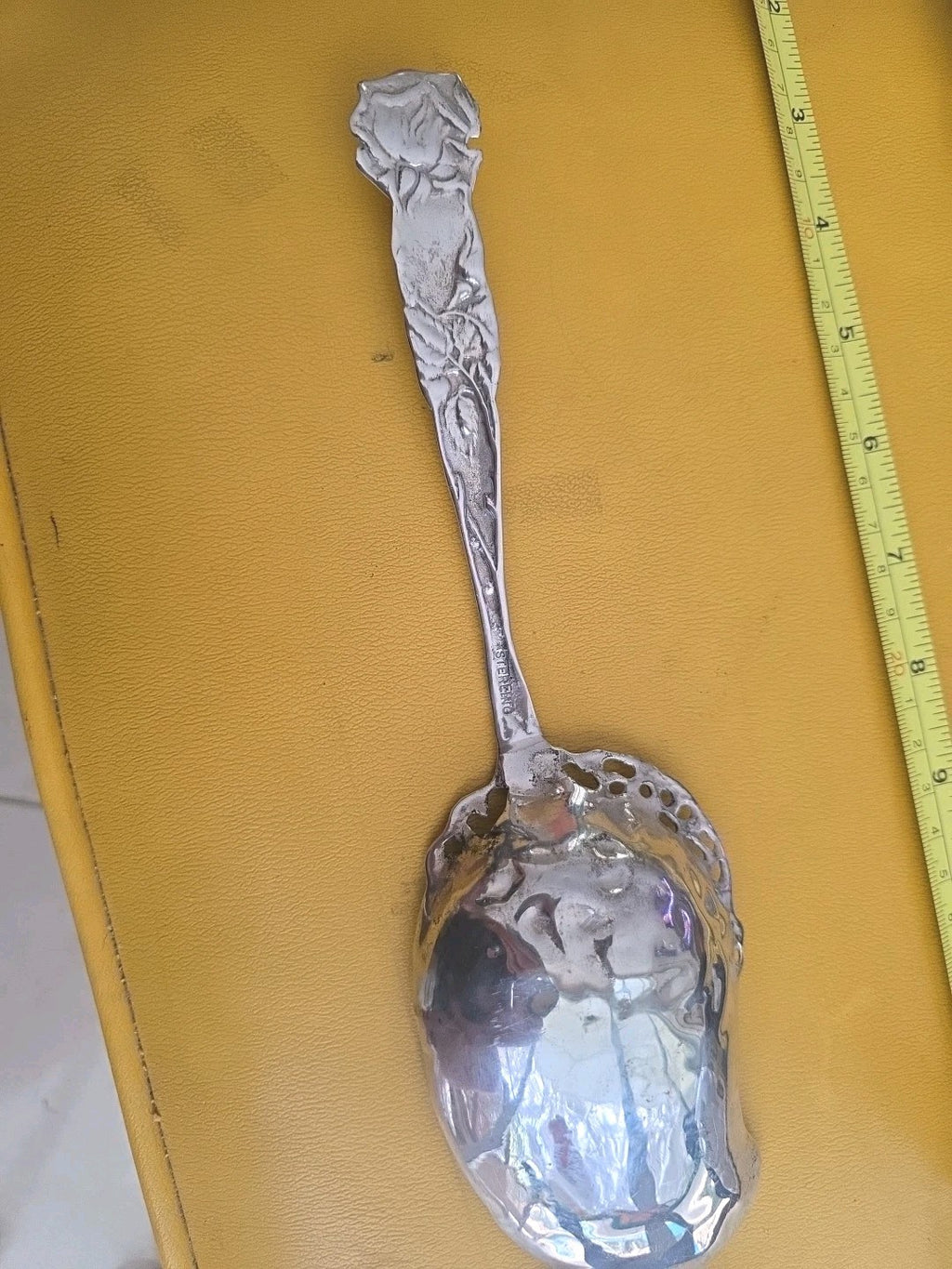 Bridal Rose by Alvin Sterling Silver Salad Serving Spoon 9 7/8" Heirloom