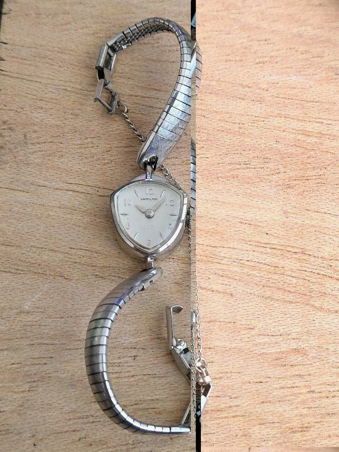 Hamilton Women Asymmetrical White 10k  Gold Filled Case White Dial Watch
