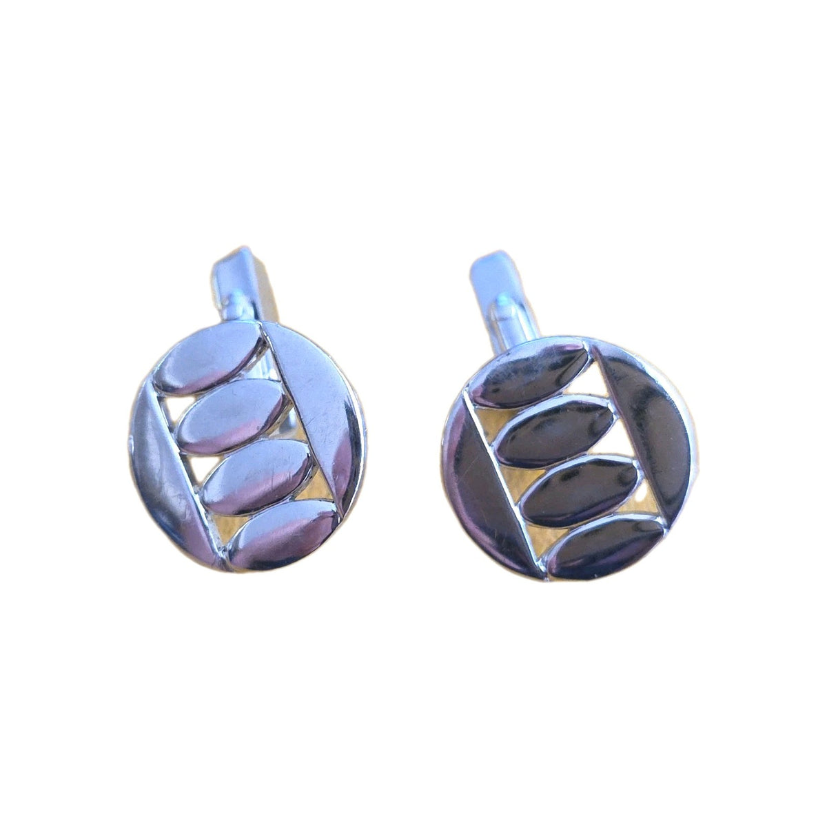 Swank Mid-Century Sterling Silver Round Cufflinks Signed