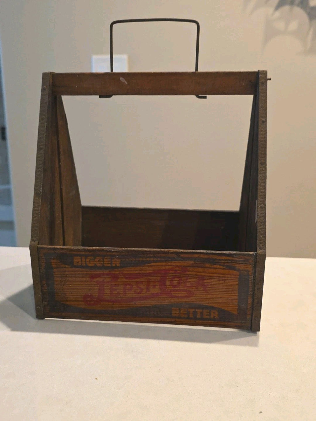Early Pepsi Cola Wooden Soda Bottle Carrier - Great Graphics!