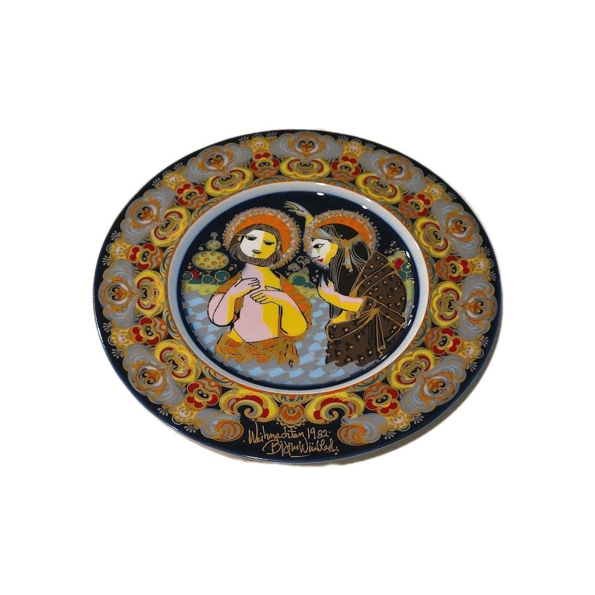 Rosenthal Porcelain 1982 Bjorn Wiinblad Christmas 'Christening of Christ' Plate
