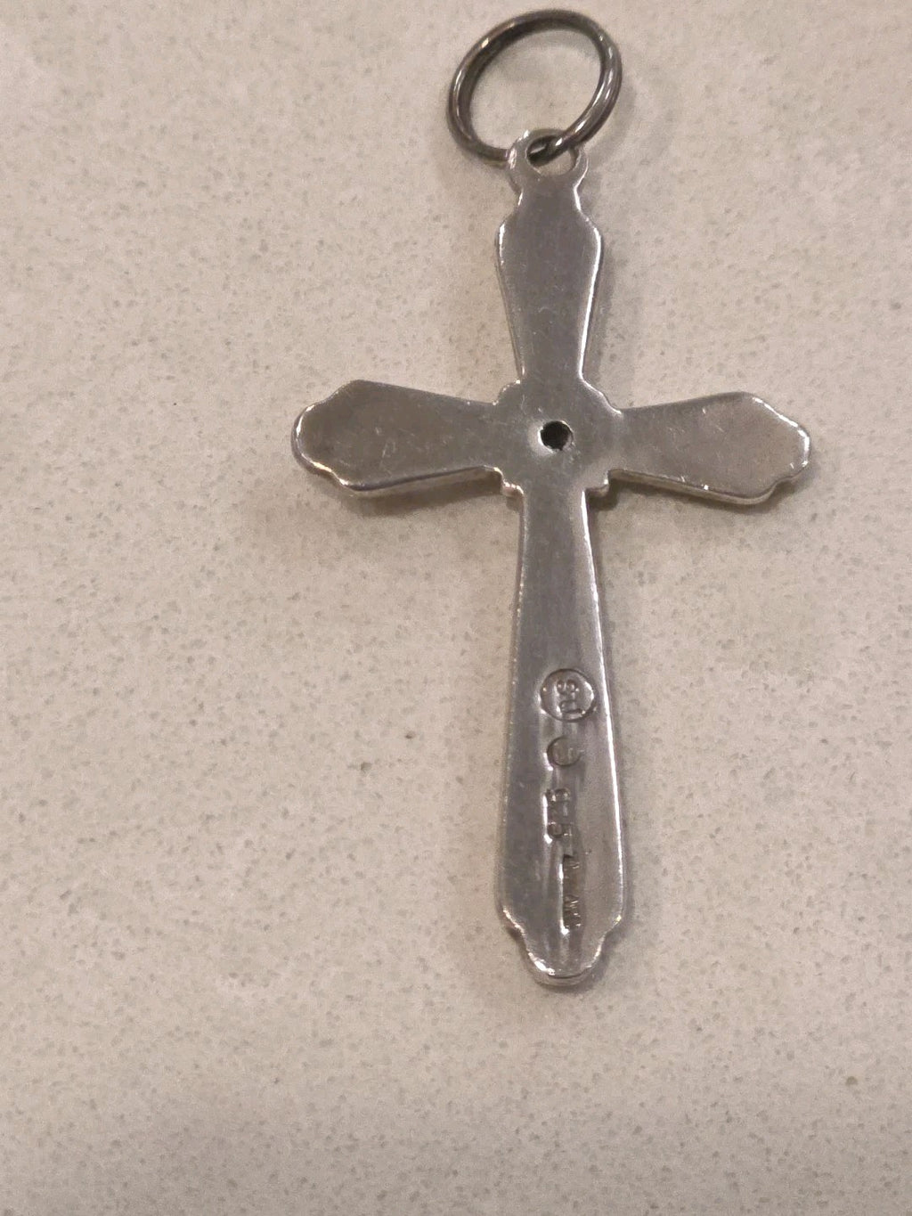 SU Beautiful Intricate Small Cross 925 With Blue Sapphire