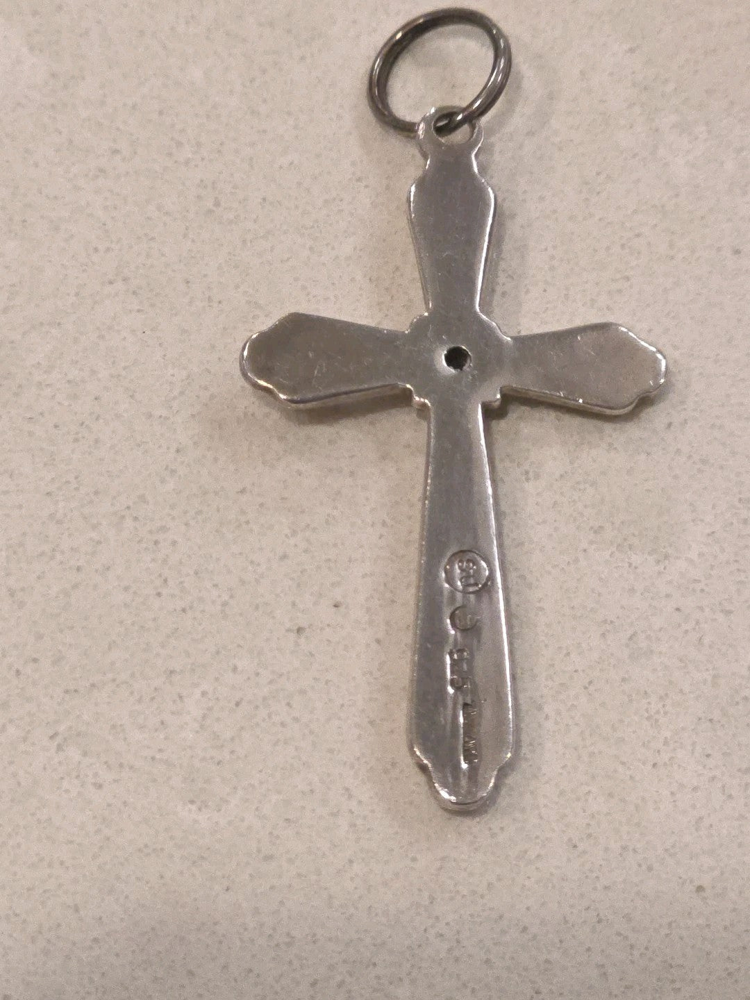 SU Beautiful Intricate Small Cross 925 With Blue Sapphire