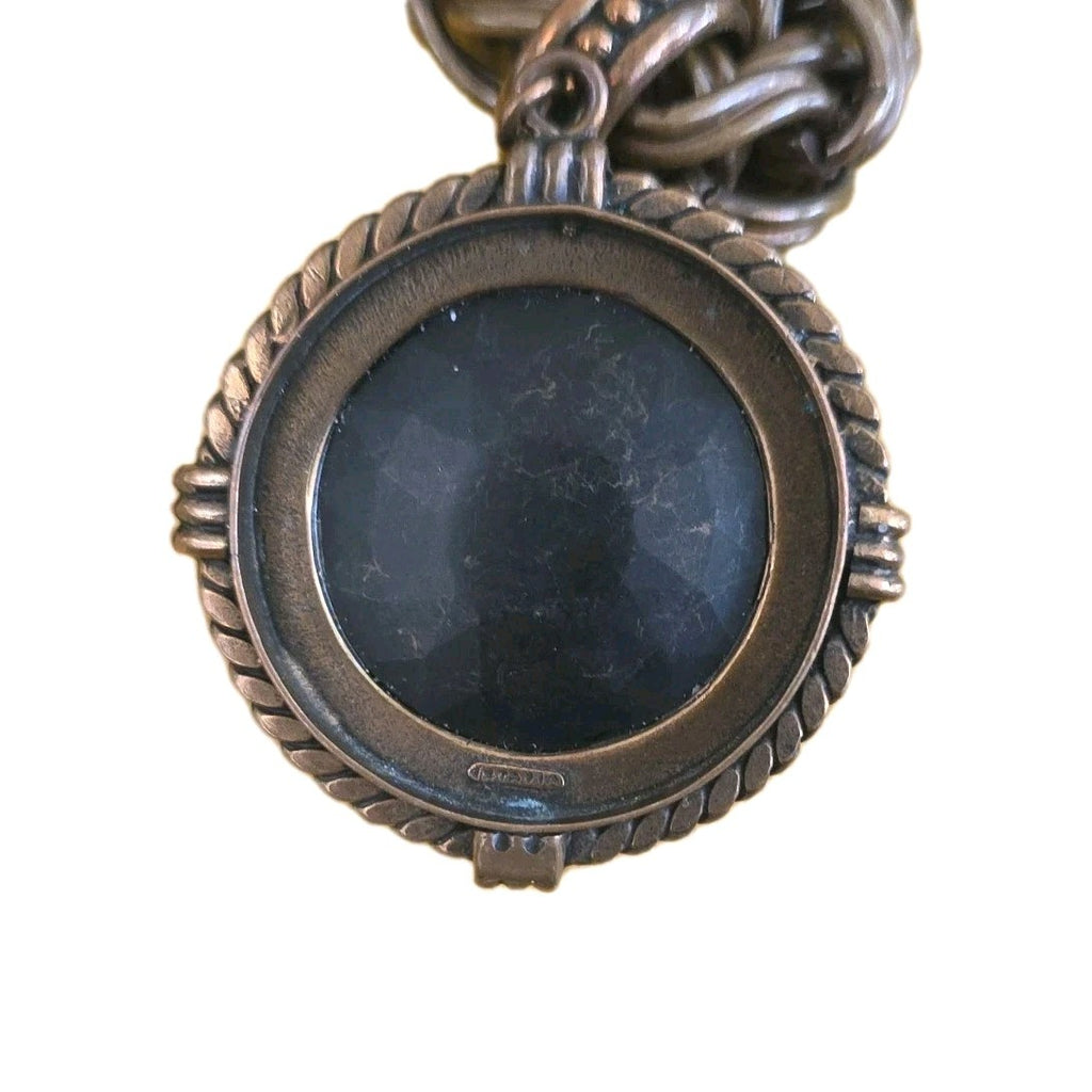 EXTASIA Thick Bronze Rope Chain & Intaglio Jet Glass Cameo Necklace