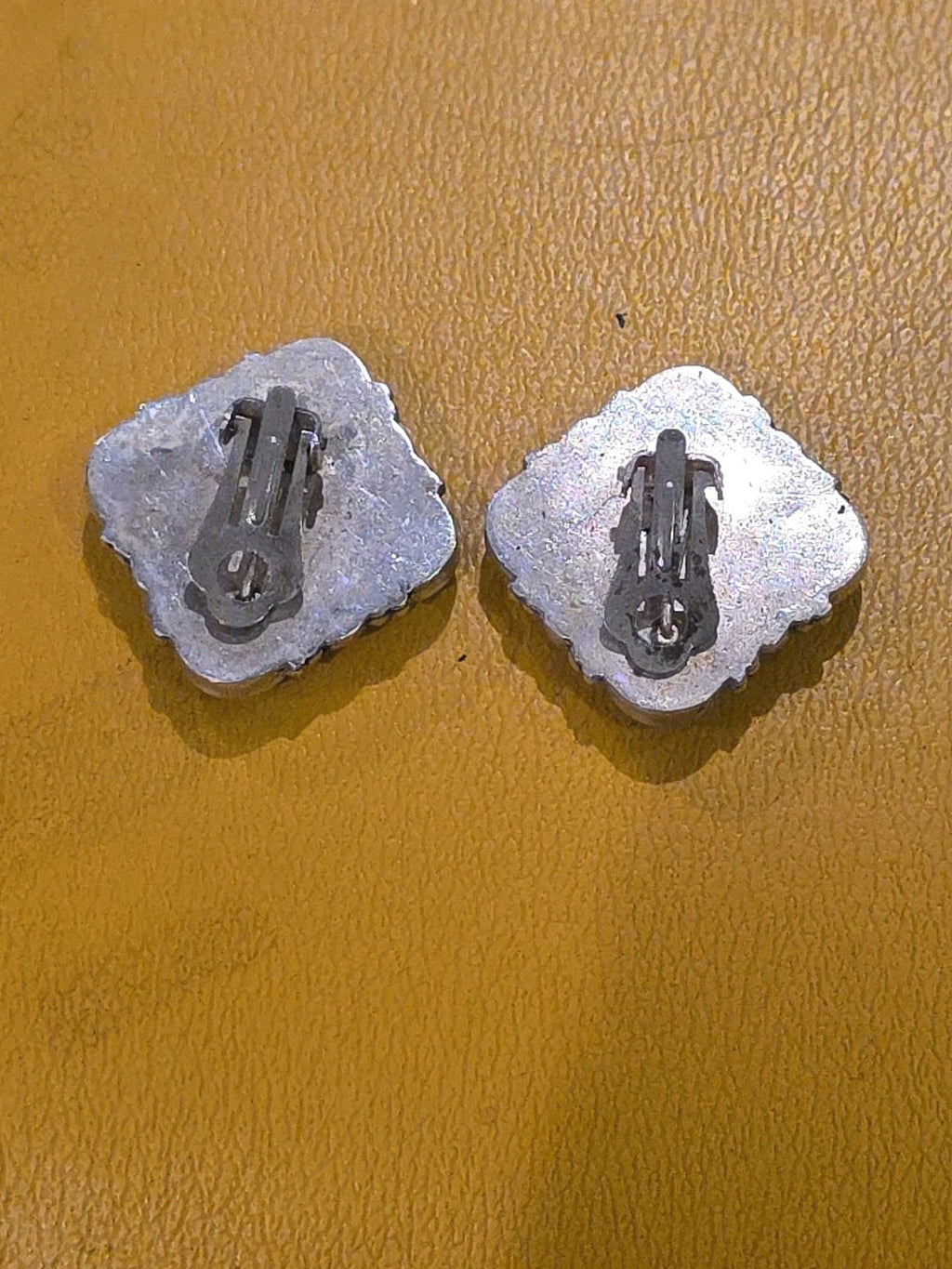 VINTAGE STERLING SILVER EARRINGS BLACK ONYX  CLIP-ON EARRINGS
