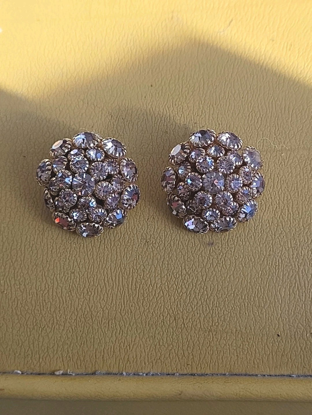 Estate Find Signed JUDY LEE Clipon Earrings  Citrine Color Rhinestones