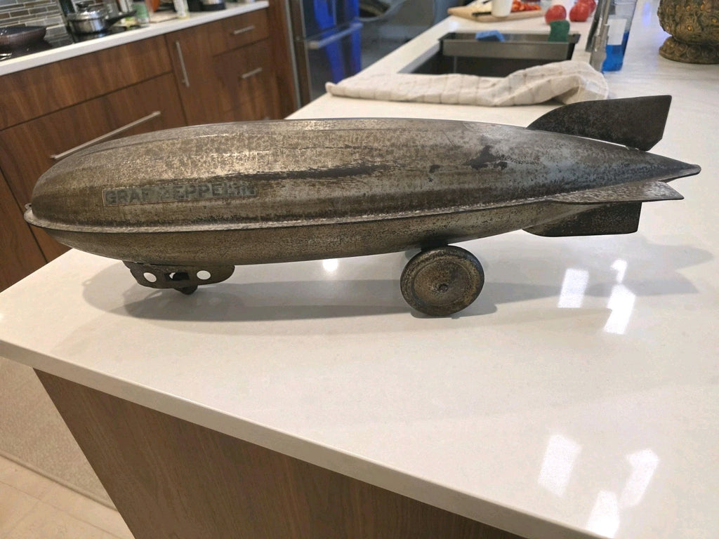 RARE 1930 Steelcraft  Graf Zeppelin Blimp Airship Pressed Steel Pull Toy